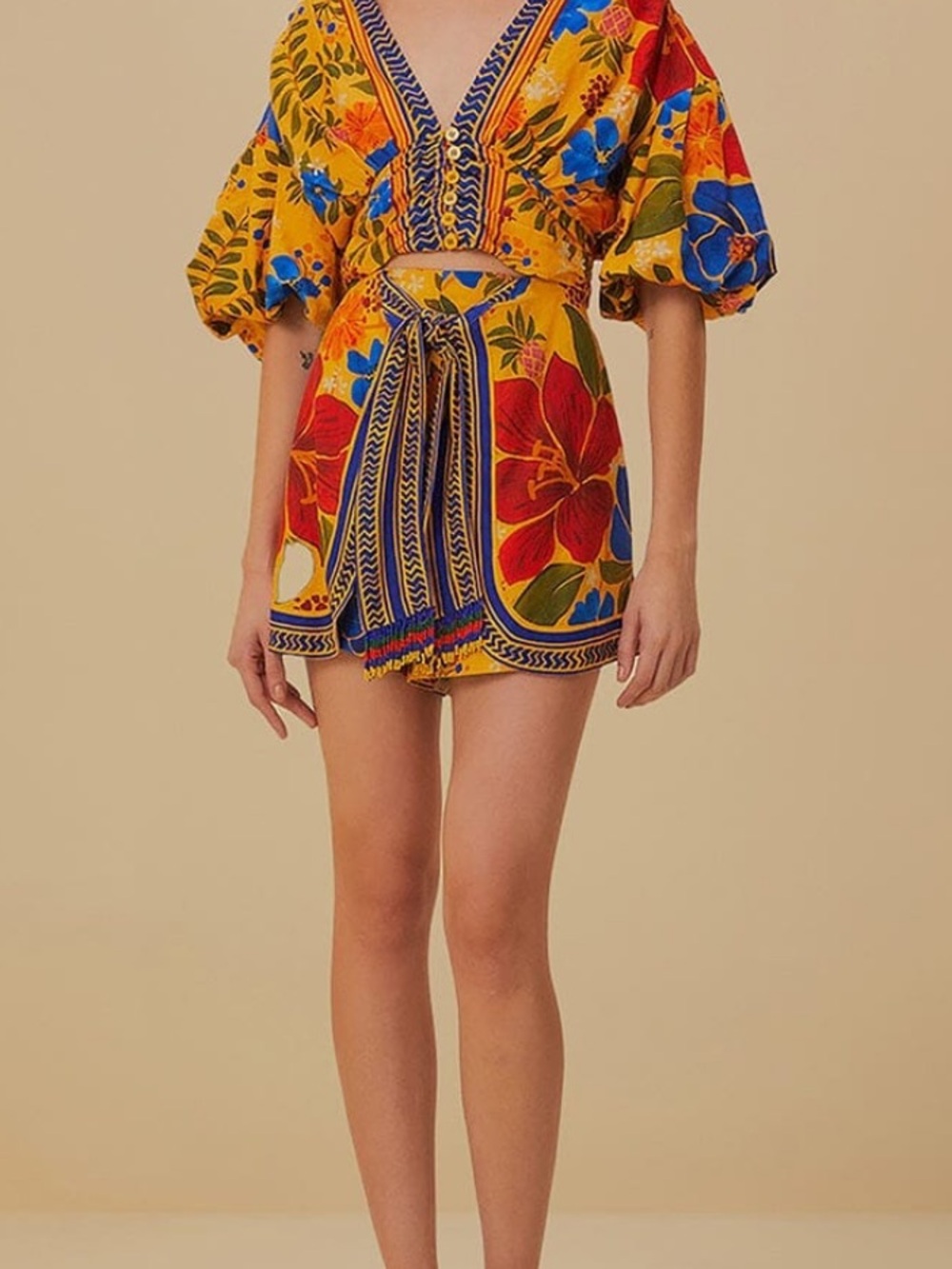 Farm Rio Yellow Floral Yard Shorts